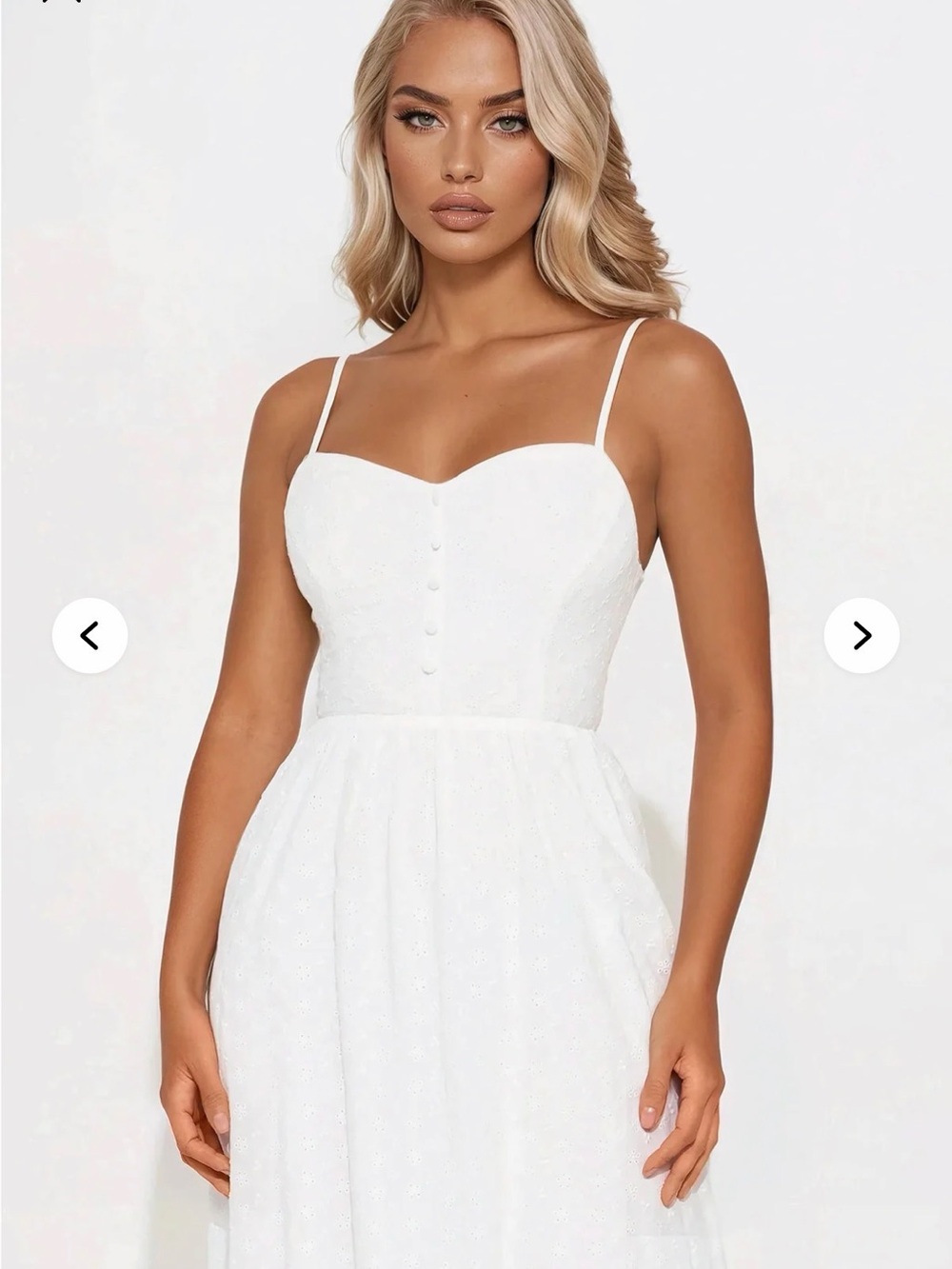 White Spaghetti Strap Midi Dress - Picture 2 of 7